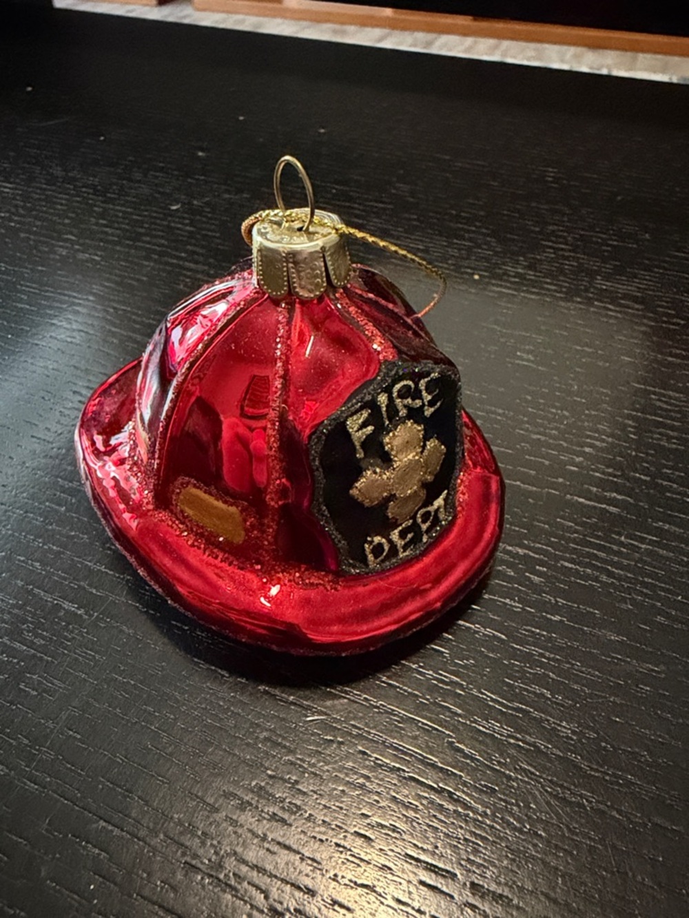Red Firefighter Helmet Ornament
